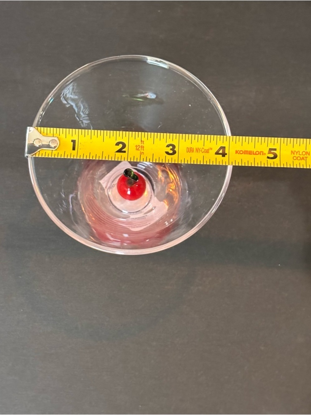 NWT Anthropologie Garnish Stemless Martini Glass Pink Base Cherry 3D Hand Blown - Picture 9 of 9